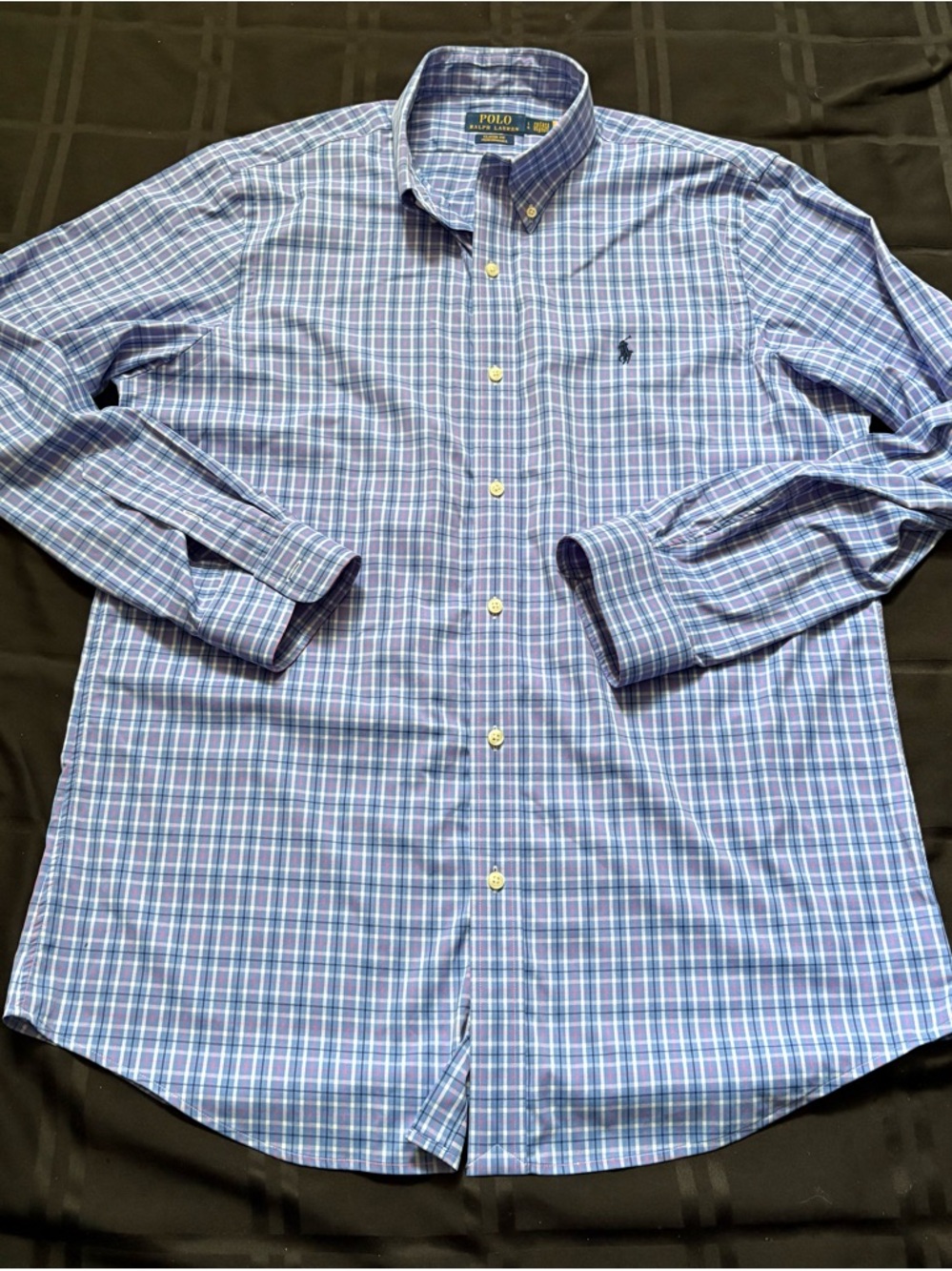 Ralph Lauren Polo Shirt Men’s Classic Fit Performance Plaid Button Down Large
